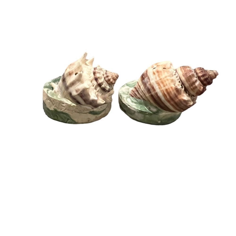 Vintage collectible real seashell salt and pepper shakers‎